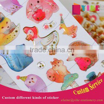 Custom children carton sticker cheap epoxy/pvc/pet sticker die-cut adhesive sticker