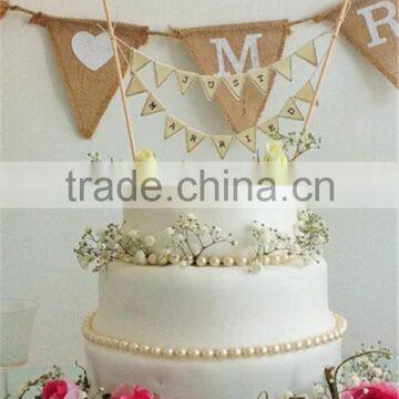 JUST MARRIED CAKE BUNTING TOPPER IVORY VINTAGE LACE SHABBY CHIC RUSTIC WEDDING photo-2