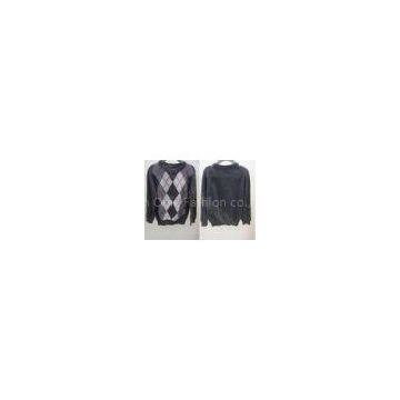 Kids Holiday Sweater Crew Neck Argyle Pattern Pullover For Boys