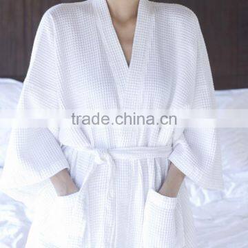 Hotel 100% cotton kimono collar velour waffle bathrobe