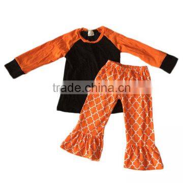 2016 Yawoo Little Girls Brown Zebra Leopard Pumkin Leggings 2 Pcs Clothing Halloween Boutique Outfits photo-3