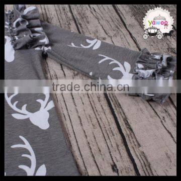 High Quality Baby Girls Reindeer Print Long Sleeve T-shirt Gray Ruffle Boutique Outfits Wholesale Kids Clothing Tops Daily Wear photo-5