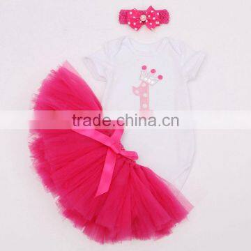 3PC Summer Toddler Baby Kids Cartoon Print Romper + Tutu Dress Set