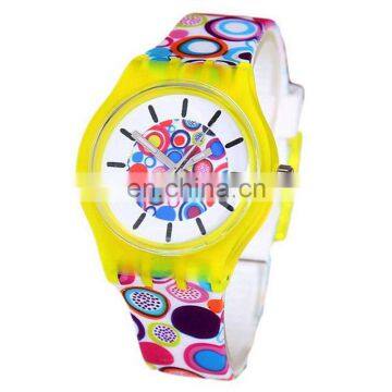 Fashion Design Print Pvc Plastic Wristband Children Kids Watch