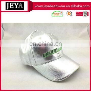 Fitted Leather Unusual Baseball Caps Silvery 6 Panel Baseball Hat photo-3