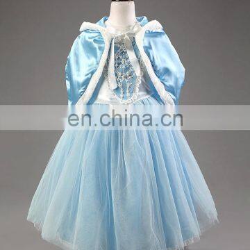 Kids princess elsa dress with cape FGCC-1005