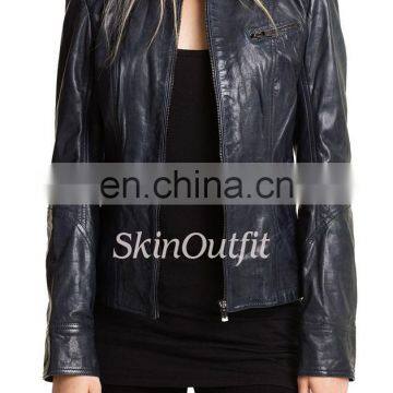 Black leather jacket for women