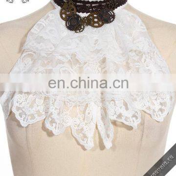 Steampunk jabot-collar with laces and gear accessories