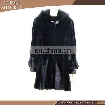 Wholesale Lastest Luxury Soft Mink Coat Jacket Hooded Woman Long Mink Fur Coat With Prices