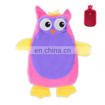 Cartoon design owl shape plush materails hot water bottle plush cover