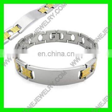 Black Leather Stainless Steel Bangle Cuff Bar Engraved photo-2