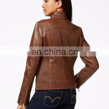 2017 latest designs lady casual fashion women leather jacket for wholesale winter coat leather