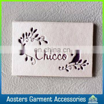 Hand Made Custom Hot Pressing Jeans Leather Label Design White Leather Label photo-1