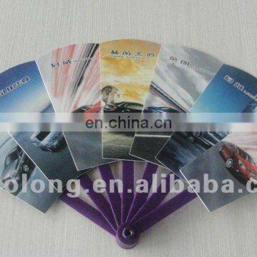 promotional decorative custom personalized logo PP seven fold up hand fan