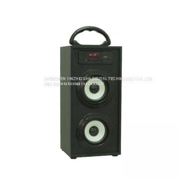 Wooden portable active party speaker with FM radio and remote control function