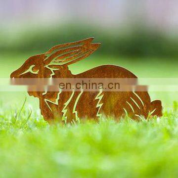 Rabbit Bunny rusty Metal Garden Stake art sculptures