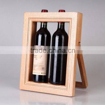 Custom made unique style double bottle wooden wine rack,display wine holder