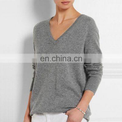 Fashional V Neck Women Knit Sweater Oversize Cashmere Sweater