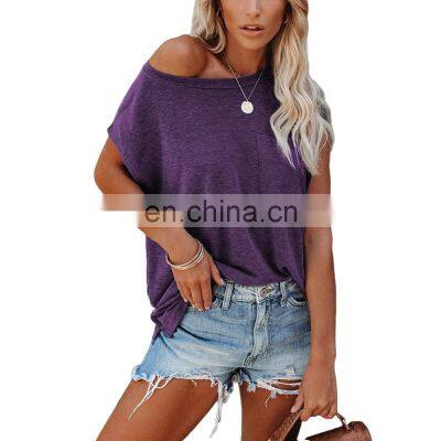 Manufacturers Wholesale Custom Women's Tops Sports and Leisure Solid Color Round Neck Raglan Short Sleeve T-shirt photo-4