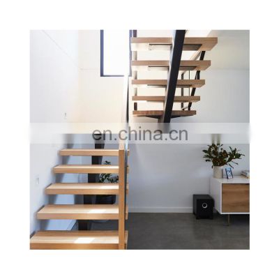 hot selling stair straight stairs Interior staircase with Wood Tread and Glass Railing