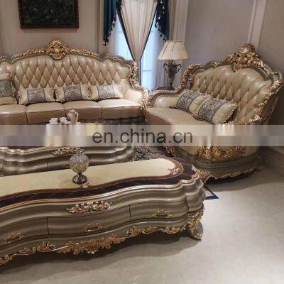 Wholesale European Design Leather Couch Living Room Sofa Set Antique Furniture Sofa Cama