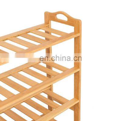 HOME Free Standing Bamboo Shoe Rack With Handles | 6 Tier | Wood | Closets and Entryway | Organizer | Fits 18 Pairs photo-3