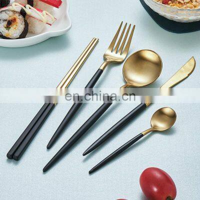 Supplies Wholesale Travel Portable 5pc Luxury 304 Tableware Stainless Steel Cutlery Set