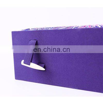 Valuable Purple Velvet Decorative Storage Cardboard Boxes With Lids Nesting Gift Boxes for Fragile Products Chinaware Keepsake