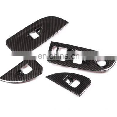 4 x Carbon Fiber For Alfa Romeo Giulia 2016 2017 2018 ABS Chrome Window Lift Switch Button Frame Cover Trim Stickers Accessories