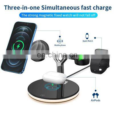 2021 Hot Selling 3 in 1 Wireless Charger for IPhone 13 Portable Table Led for Apple Watch for Air Pods photo-4