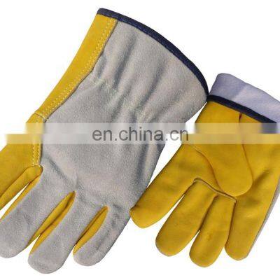 Cow Split Leather Back Grain Goatskin Palm Leather Driver Gloves photo-4