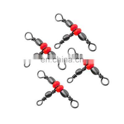 JOHNCOO Fishing Snap Swivel 3 Way Swivel Barrel Ring Hook Lure Line Stainless Steel Connector Beaded Fishing Accessory photo-2
