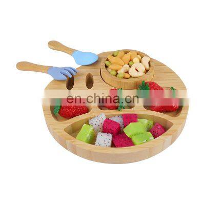 Multiple Shapes Eco-friendly Dinner Tableware Feeding Wood Bamboo Baby Plate For Kids