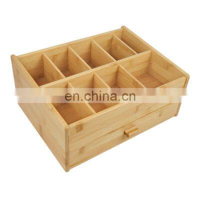 Home Office Bamboo Desk Drawer Organizer Bamboo Desktop Organizer Durable Wood Table Top Storage for Pencils photo-3