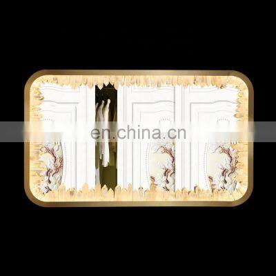 Modern Design Luxury Hotel Project Rectangle Natural Rock Crystal Stone Copper Mirror Wall Light photo-2