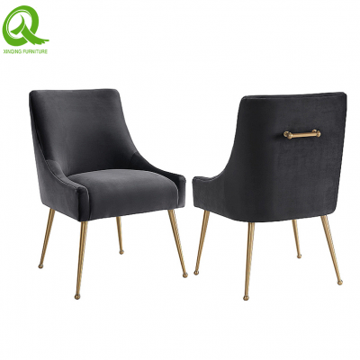 Modern style gold stainless steel legs upholstered dining chair for home or party