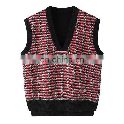 High Quality Women's Fall Casual Cashmere Vest Sleeveless Pullover with V-Neck Embroidered Logo Knitted Woolen Outer Wear