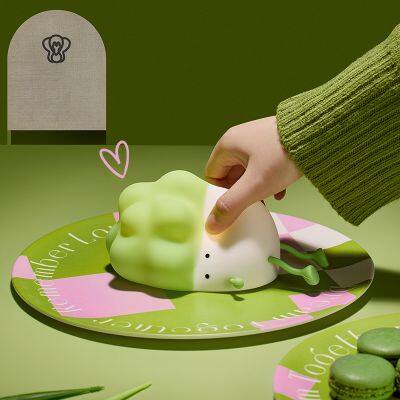 Best Selling Cute Cabbage USB-C Rechargeable Timer Light Baby LED Mood Silicone Lamp Sleeping Night Light photo-5