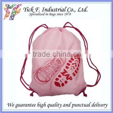 Multi-Purpose Pink Polyester Gym Sack / Sport Drawstring backpack