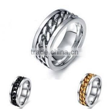 Stainless steel chain Men's Rings simple smooth ring wholesale chain mirror creative unisex personalized rings