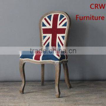 RCH-4073Antique Oak Distressed Wood Union Jack Dining Chair                        
                                                Quality Choice