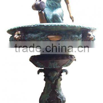 Bronze girl with pot fountain sculpture