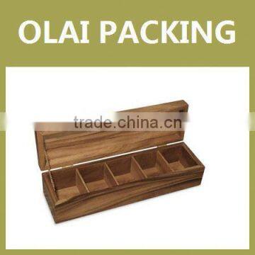 hot sale luxury 6 compartment wooden tea bags box