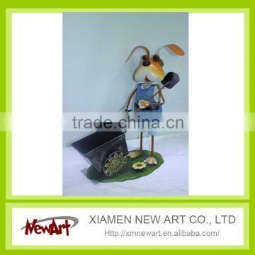 Metal carfts metal dog with a trolley 3d home decoration