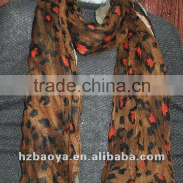 100% Polyester Voile Hijab Beach Cover Brown Leopard Panther Animal Light Wrap Scarf