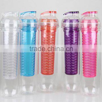 800ml big size drinkware round cap fruit infuser water bottle