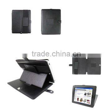 Black leather cover case with stand for the new iPad 3