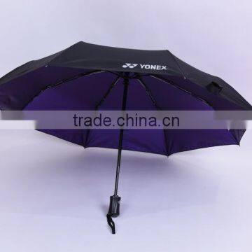 auto open and closed 3-fold promotional umbrella wiith Violet coating