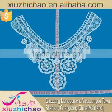 XLY003 cheap flower design milky yarn collar lace neckline applique