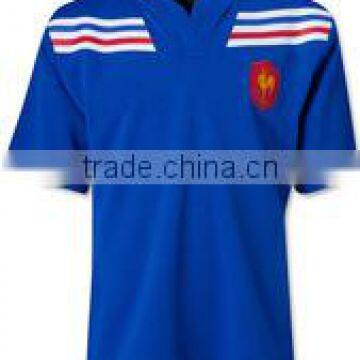 100% Cotton Royal Blue Half Sleeve Rugby Shirt/Jersey with Stripes design at front